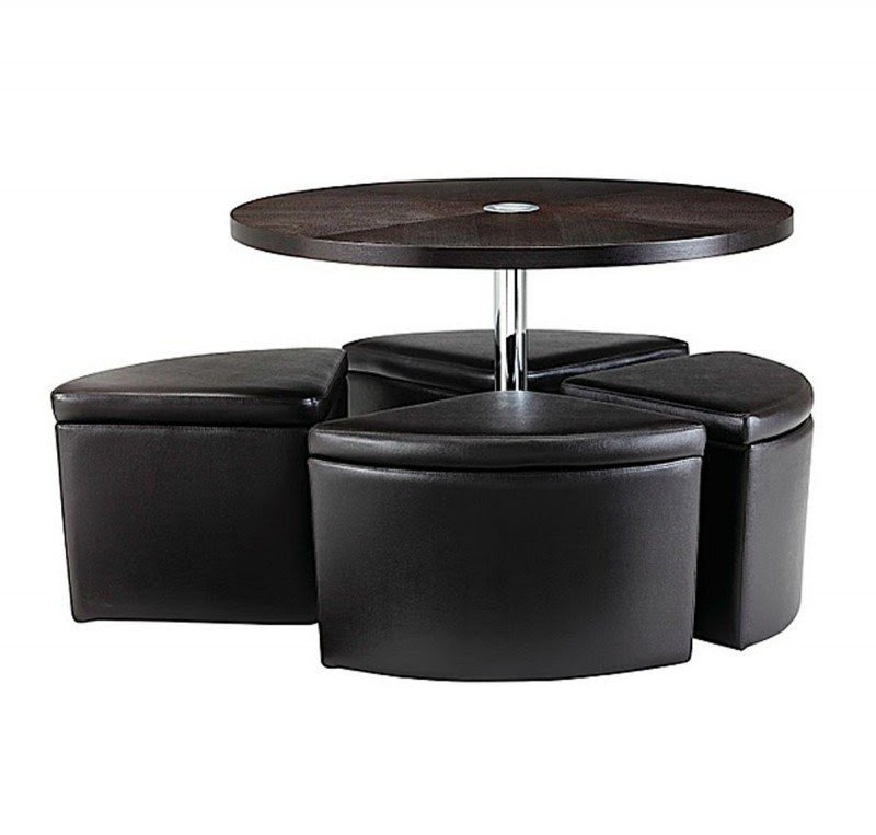 Large round storage ottoman coffee table