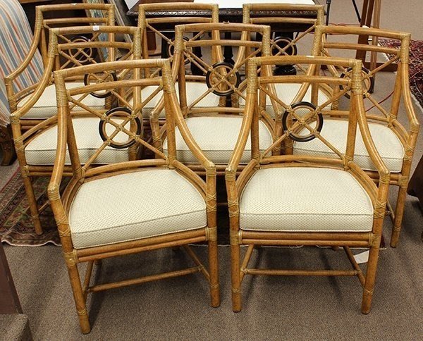 Lot of 8 mcguire faux bamboo dining chairs