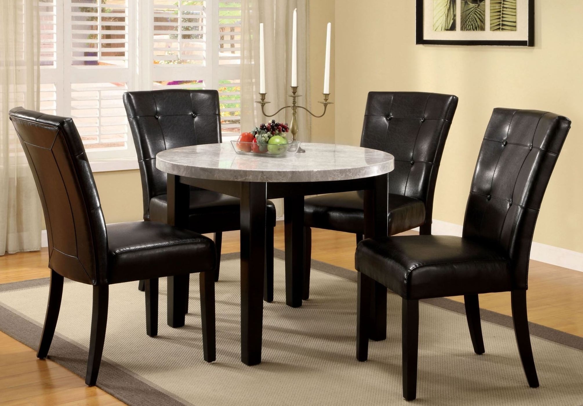 brown round marble kitchen table