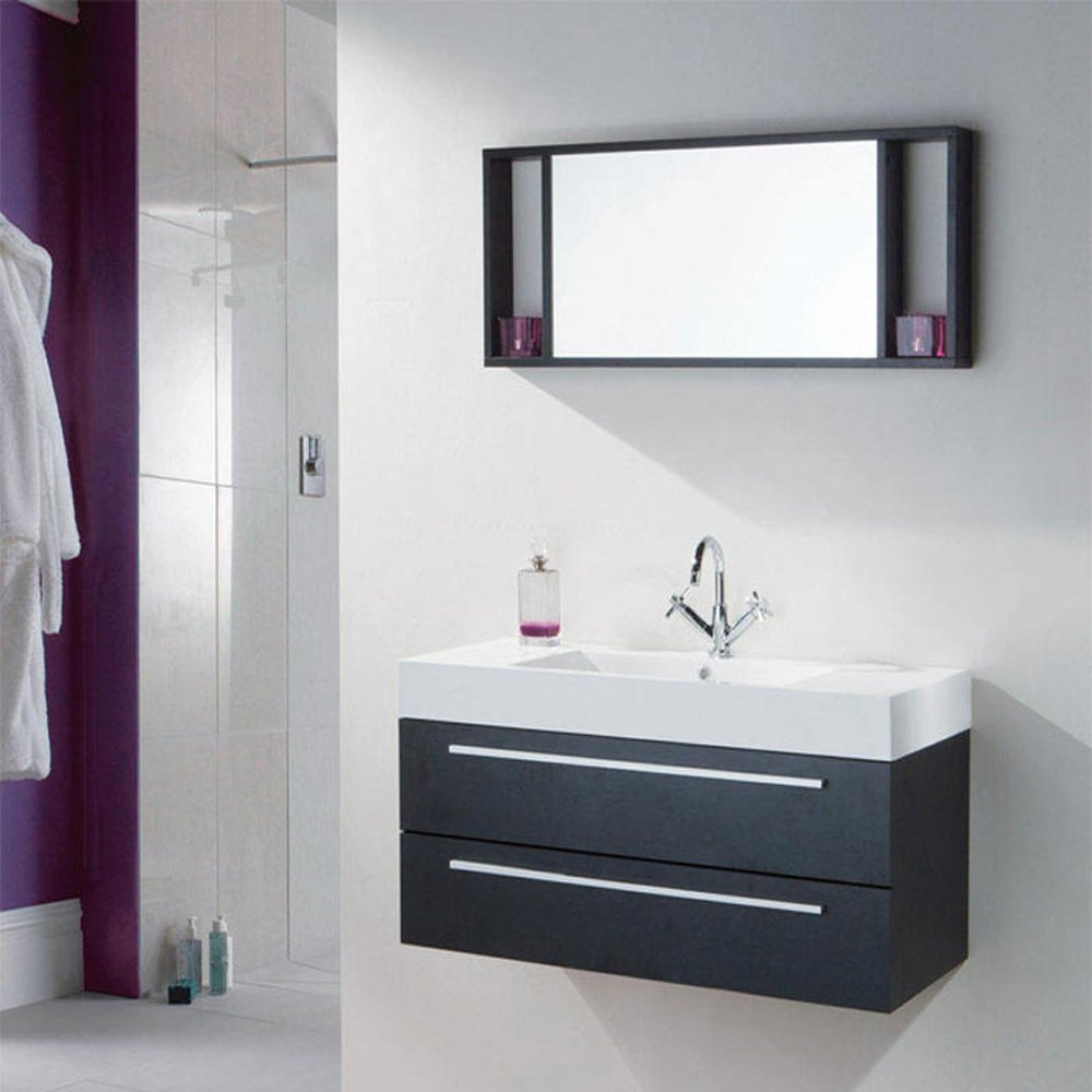 Dark Wood Wall Mounted Bathroom Cabinets Harbour Virtue 600mm Wall