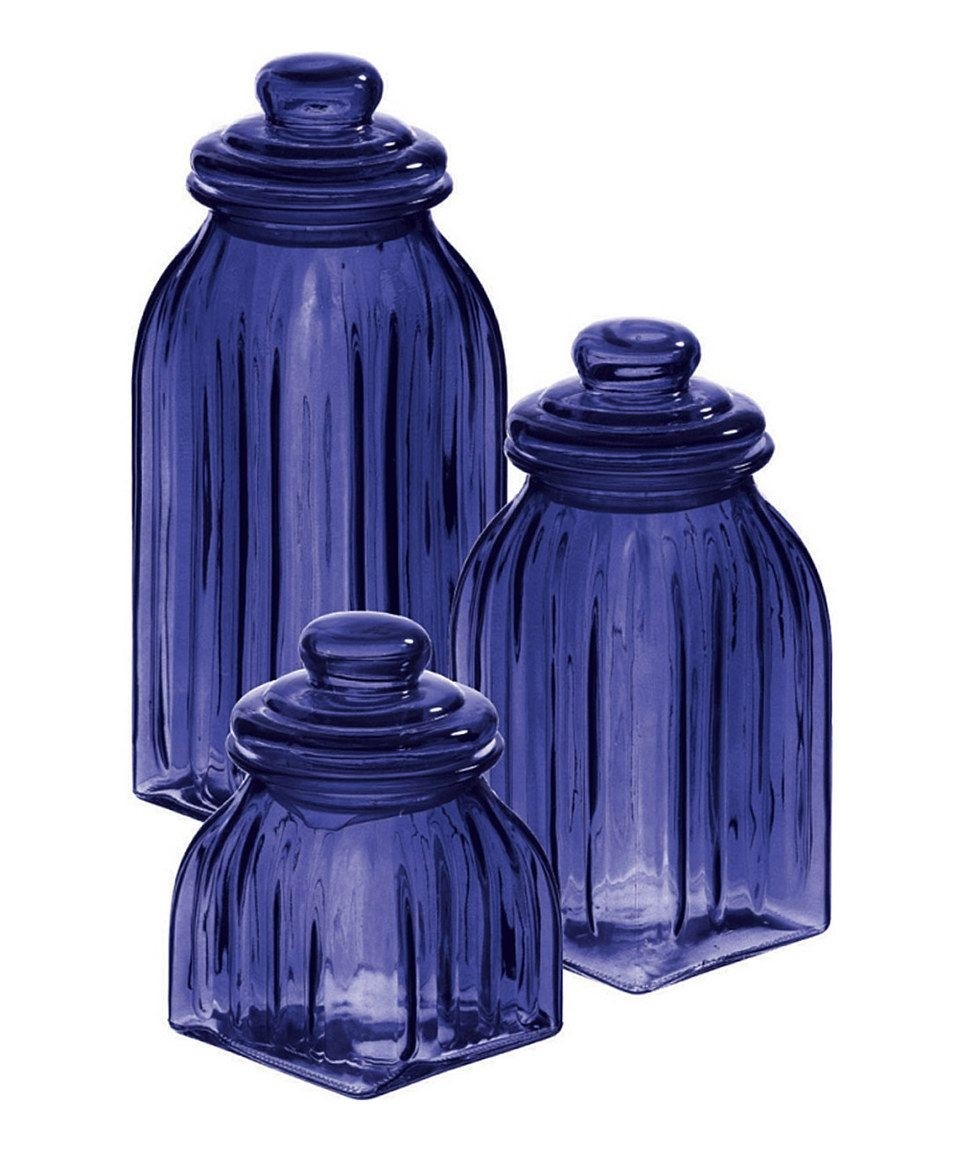 Ribbed glass canister set