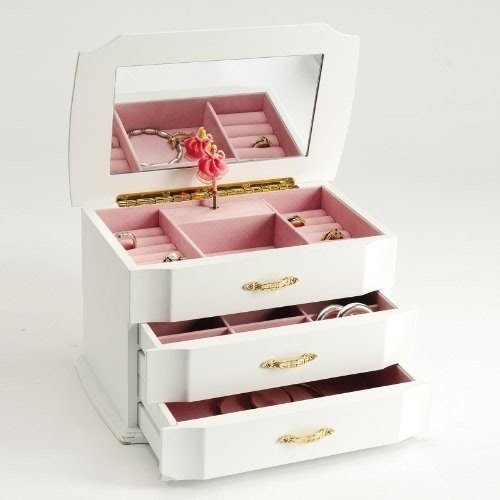 Seya White Musical Children's Jewelry Box with Ballerina Style No. MPM-212