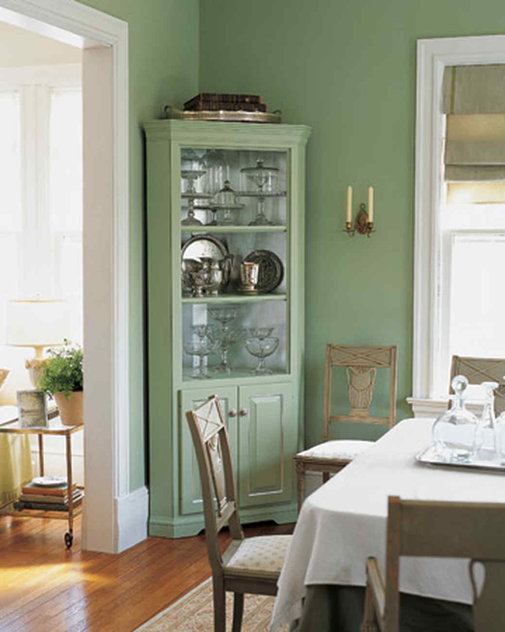 white corner cabinets dining room