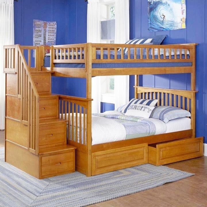 Solid oak bunk beds with stairs