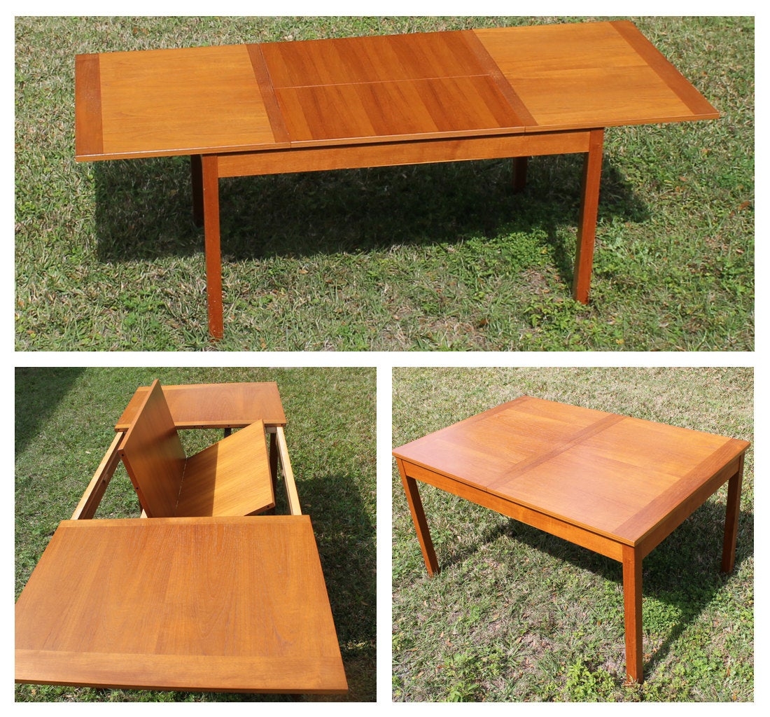 Teak butterfly leaf dining table