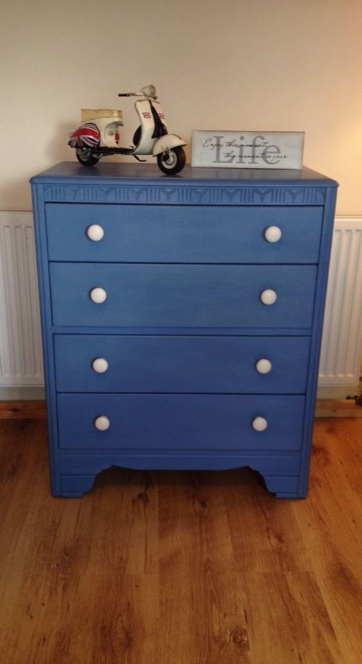 Vintage chest of drawers annie sloan greek blue