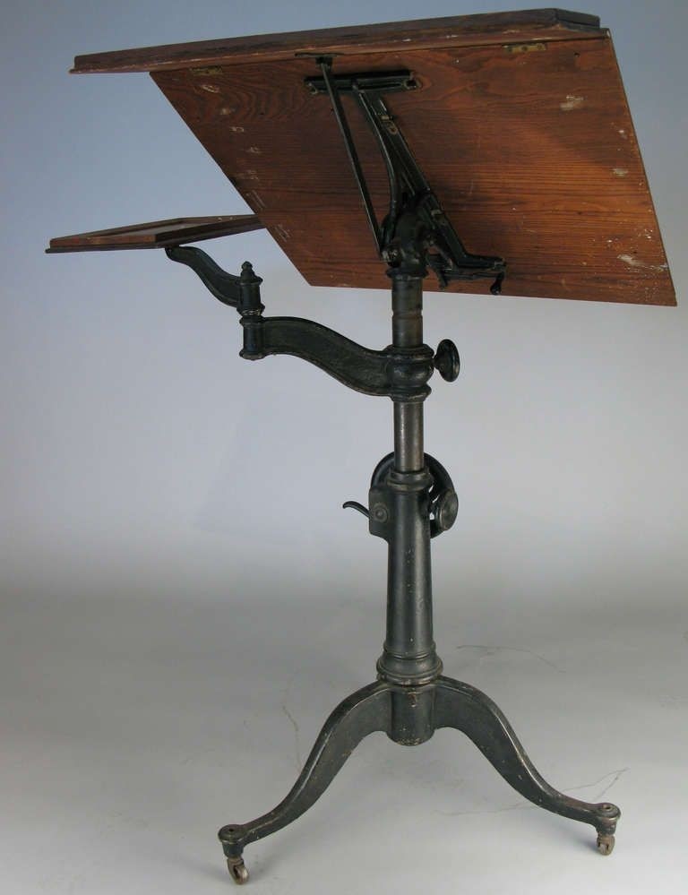 Antique cast iron industrial drafting table image 4