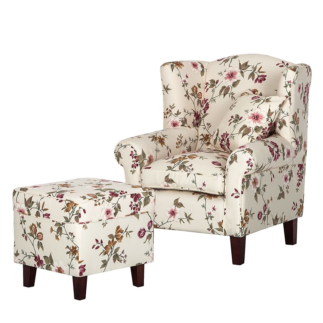 floral armchair with ottoman