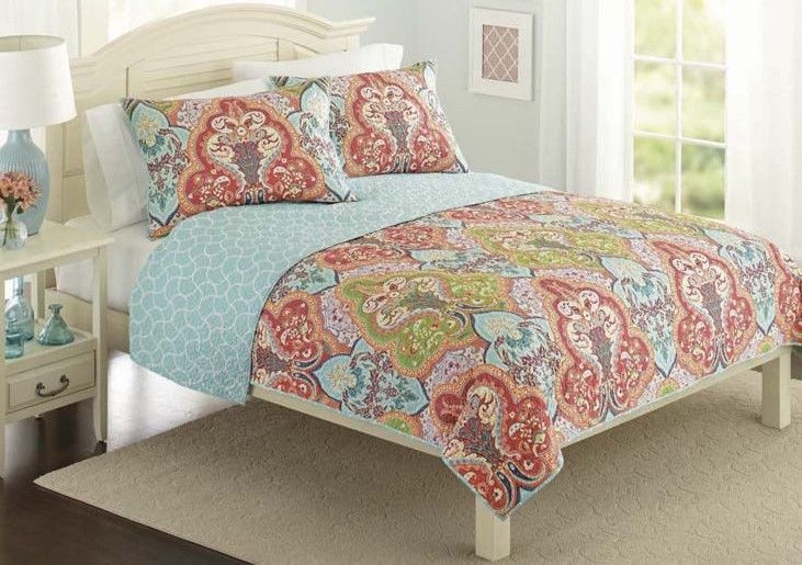 Better homes and gardens jeweled damask reversible quilt
