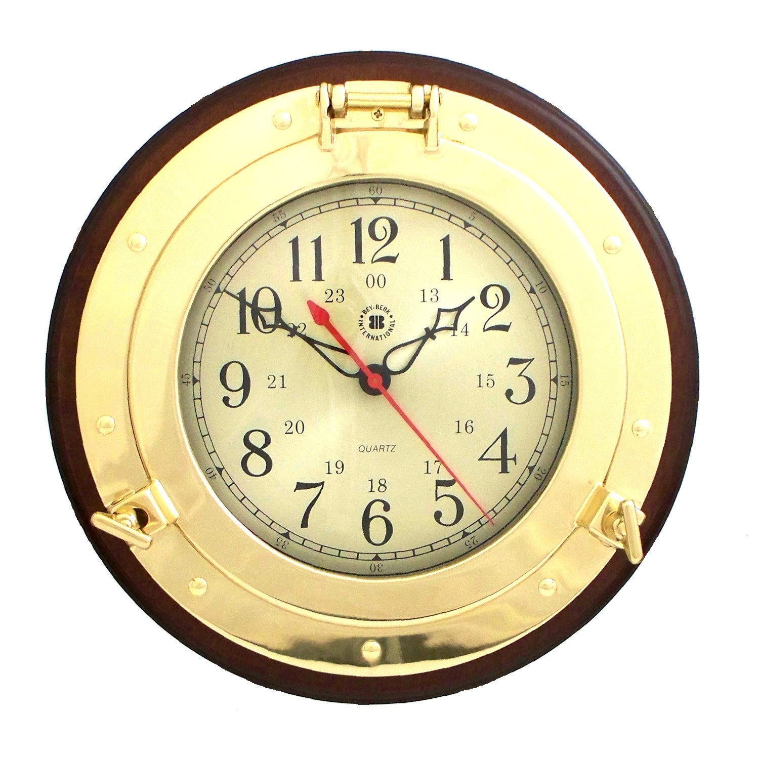 Vintage Style Brass Black Wooden Clock World Time Clock Wall Decor Nautical 