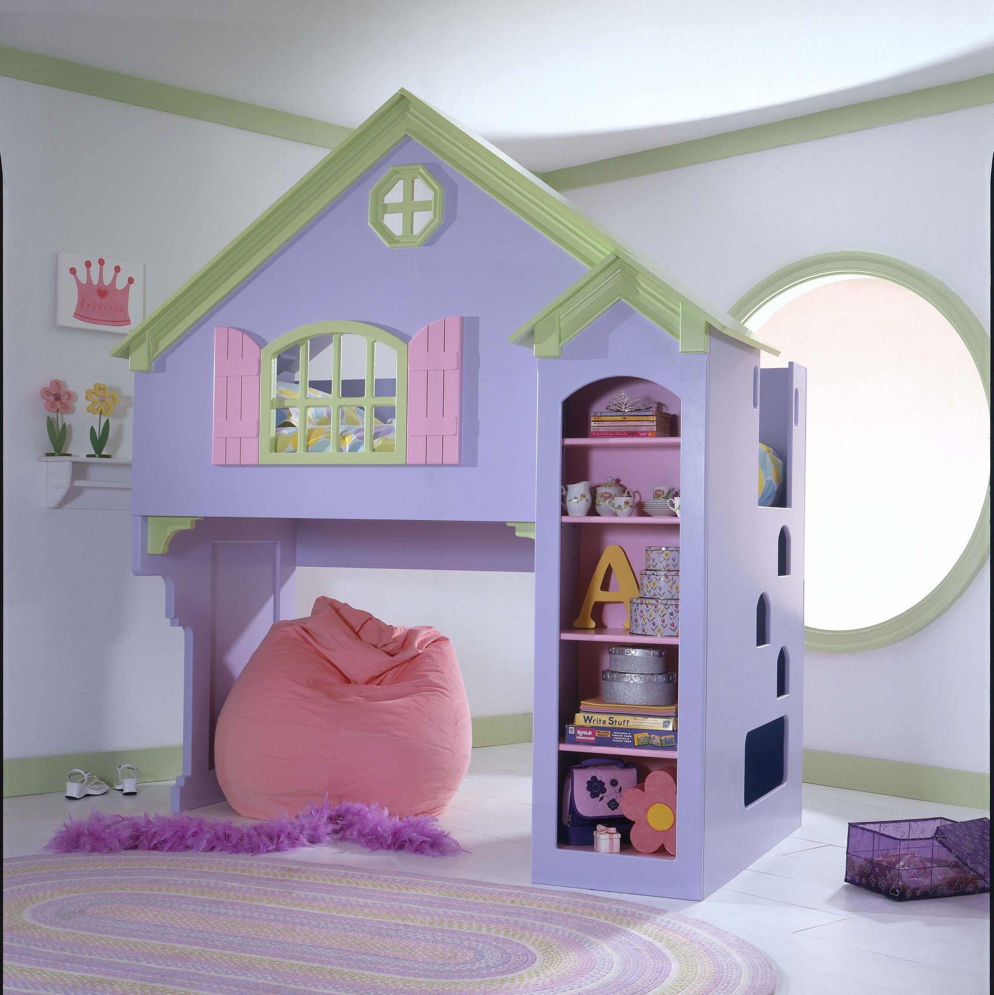 pink and purple bunk beds