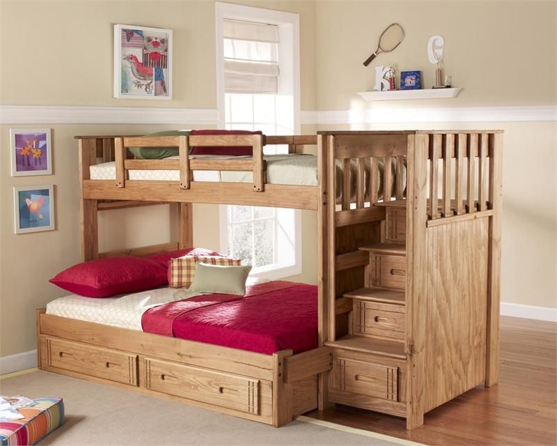 double bed with bunk bed on top