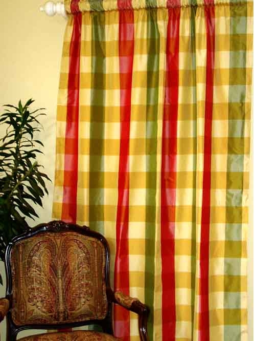 Green red and yellow check valances home o curtains o