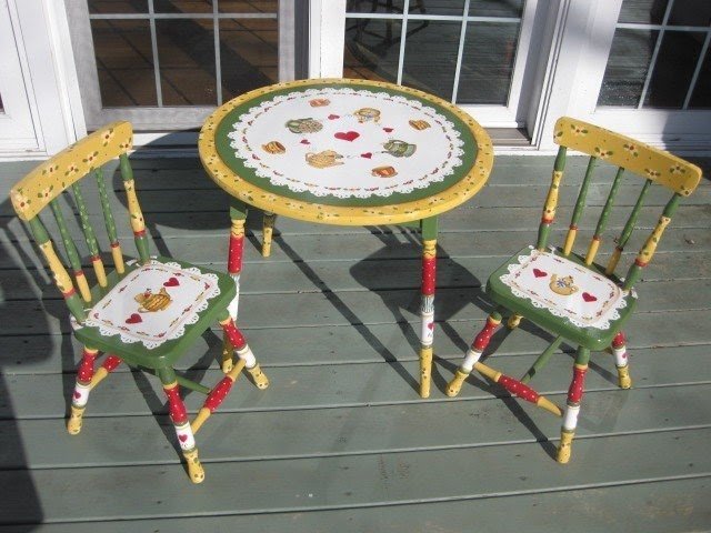 Hand Painted Childrens Table And Chairs