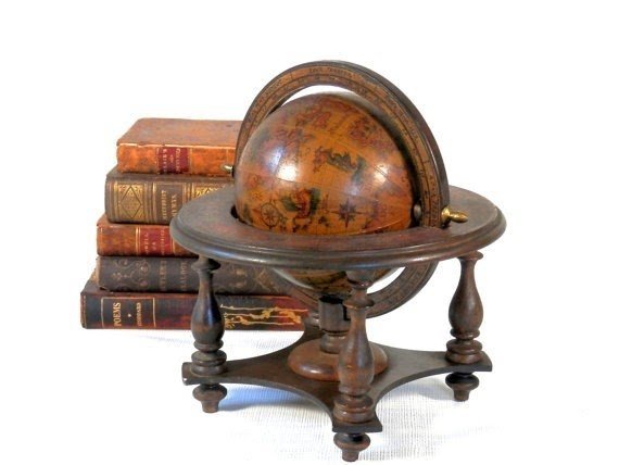 Italian old world globe with stand signs