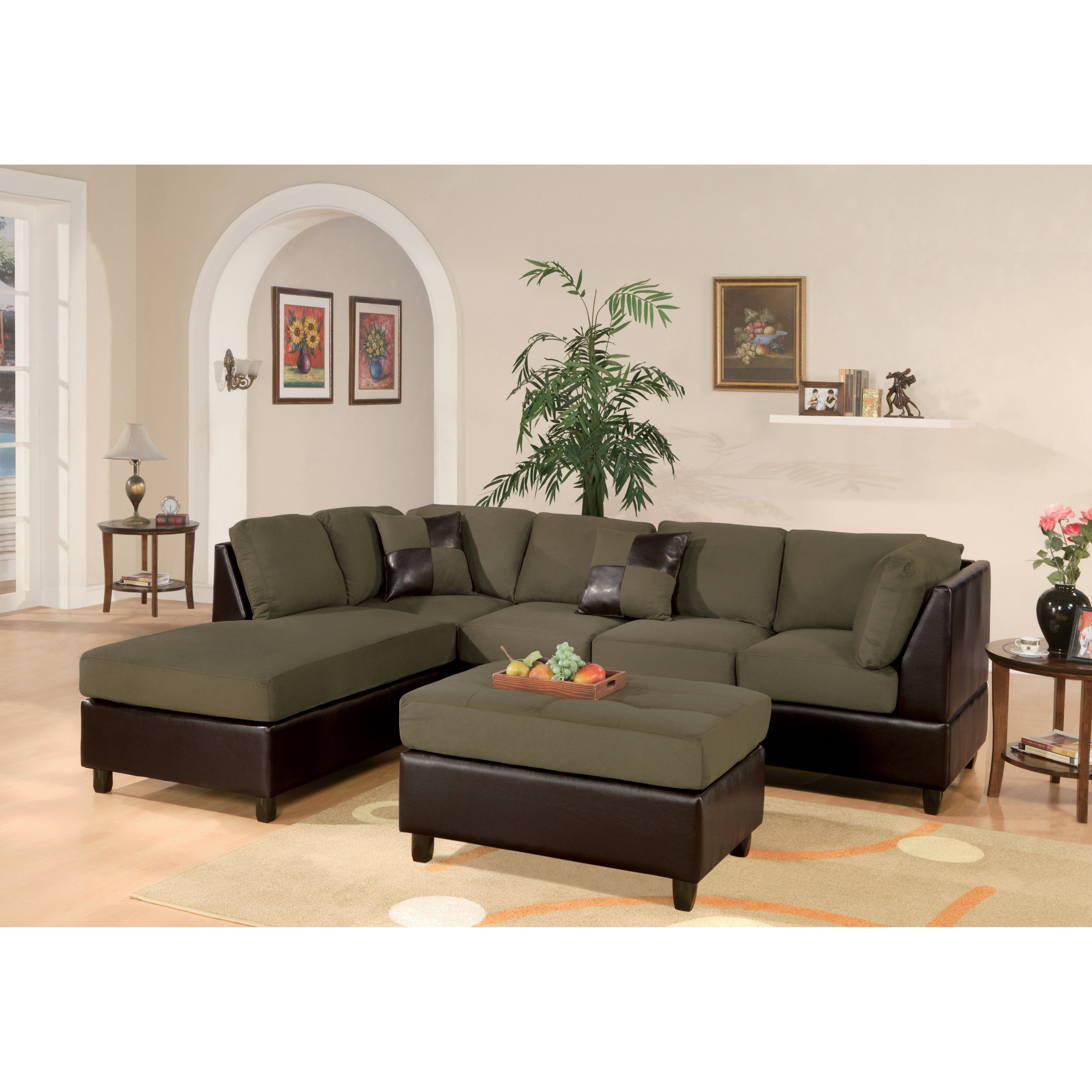 Microfiber Sectional Sofa With Ottoman 9 