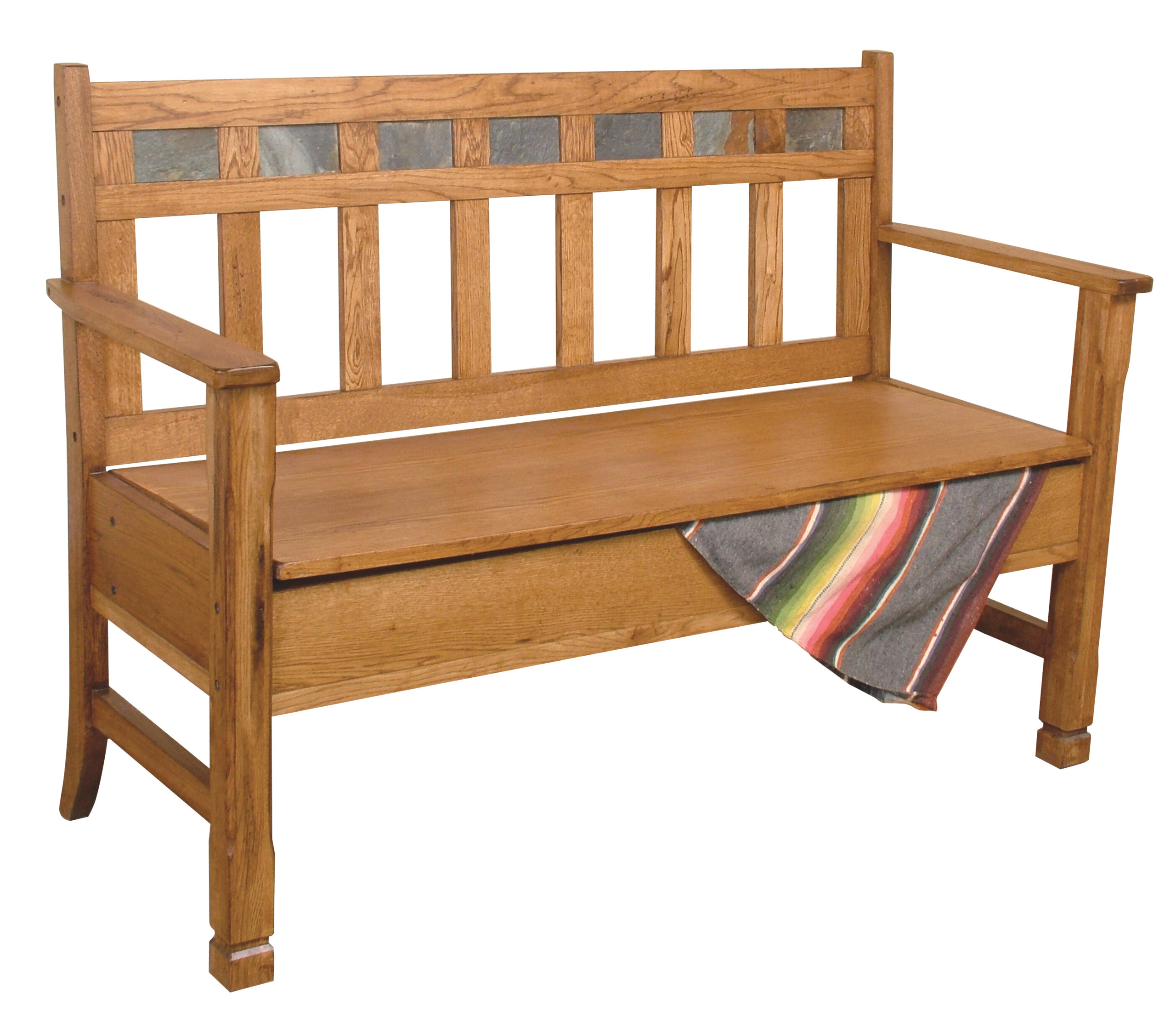 Mission style bench with shoe storage