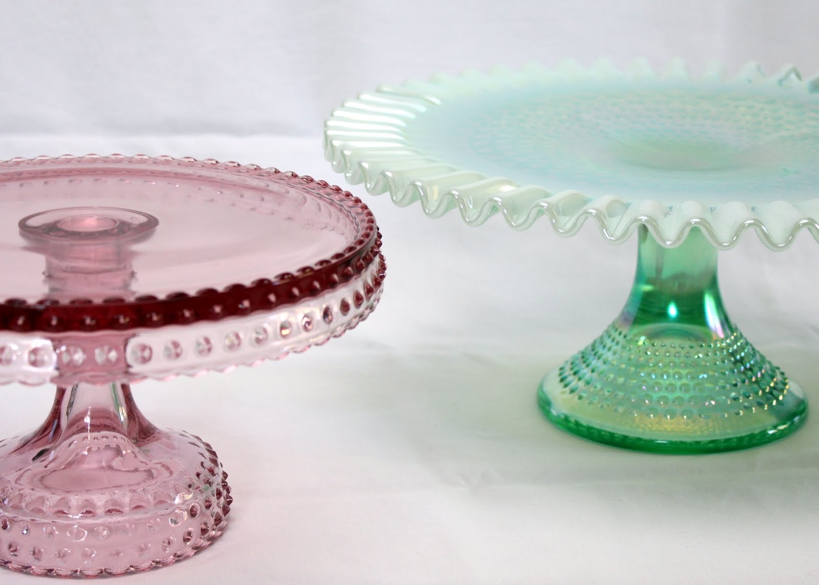 Pink Ardco Glass Dessert Plates 9 Inch Set Of 4 Wedding Cake Plates Tea Par...