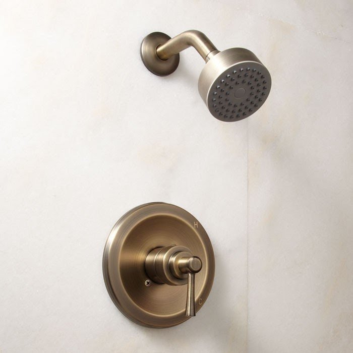 Rondo shower set with lever handle antique brass