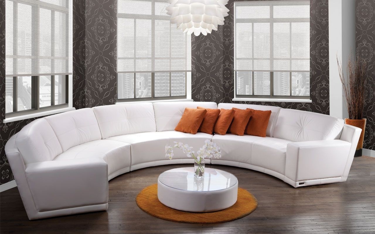 Round leather sectional 3