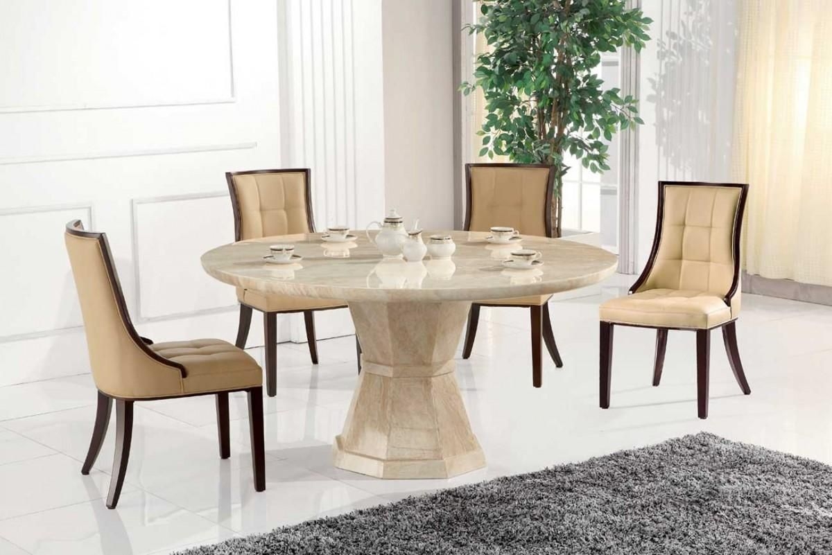 Round marble dining table for 6