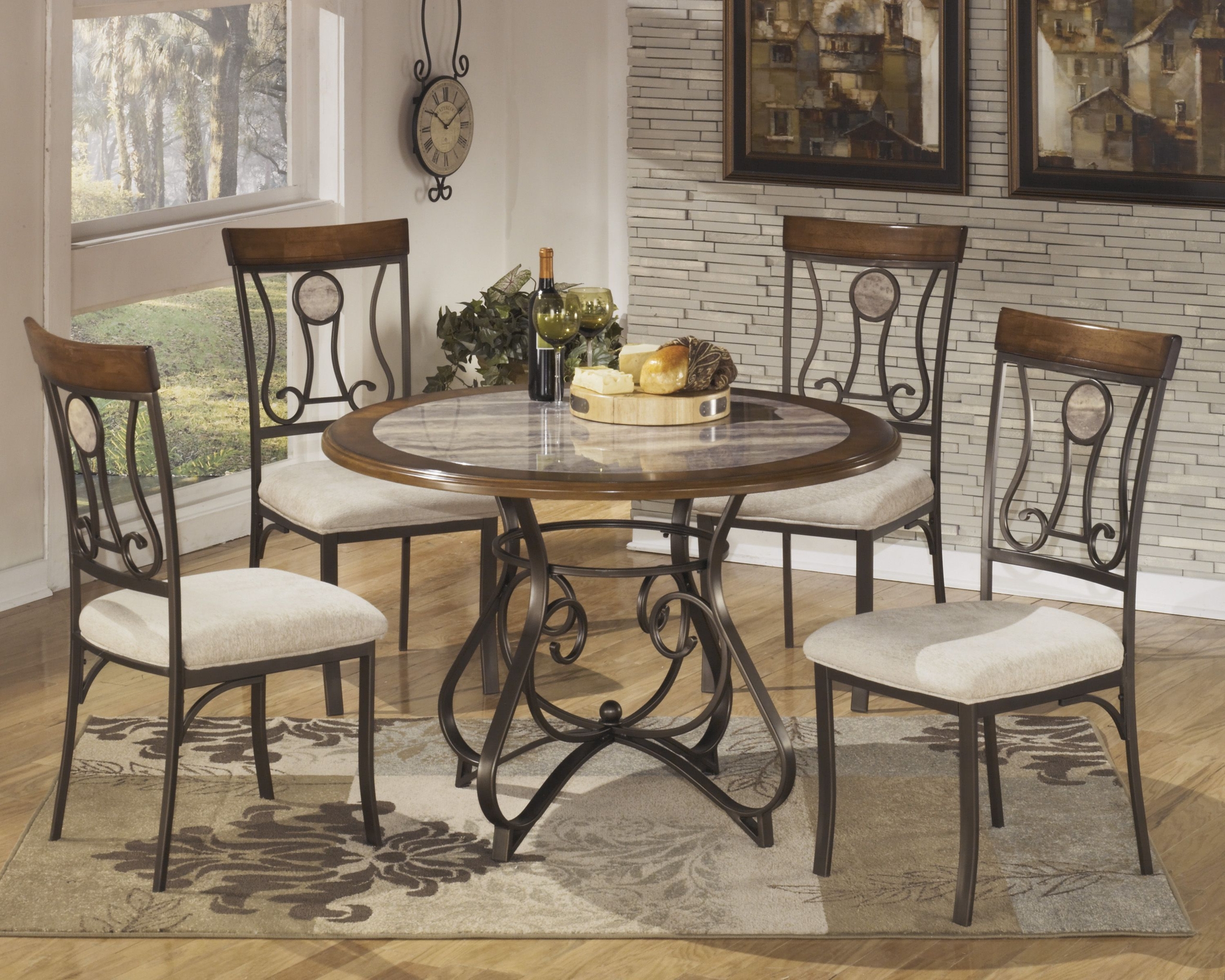 ashley round marble dining table