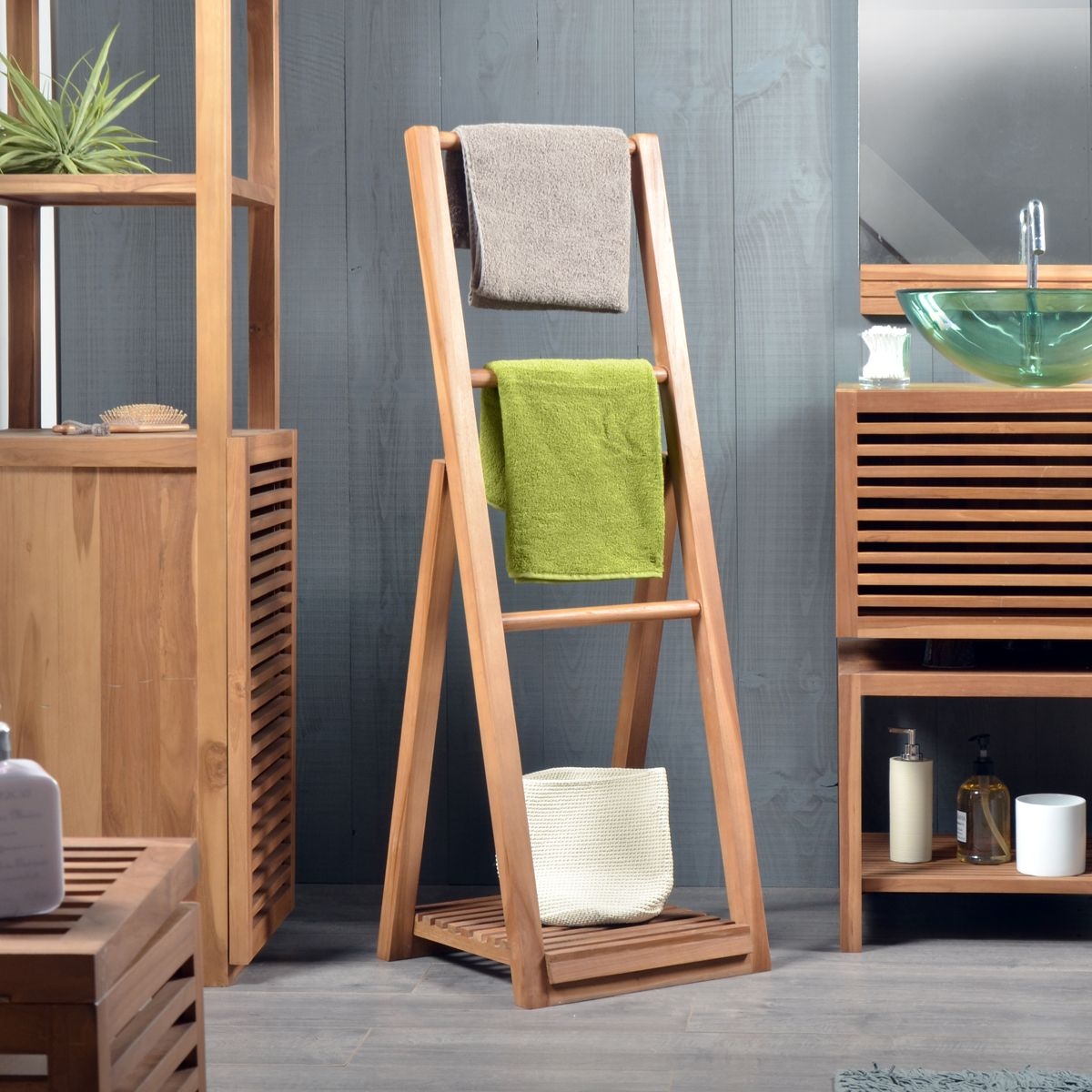 Teak Towel Rack Foter   Spa Towel Holder 