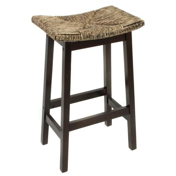 Stools set of 2 wooden bar stool rectangular seagrass saddle
