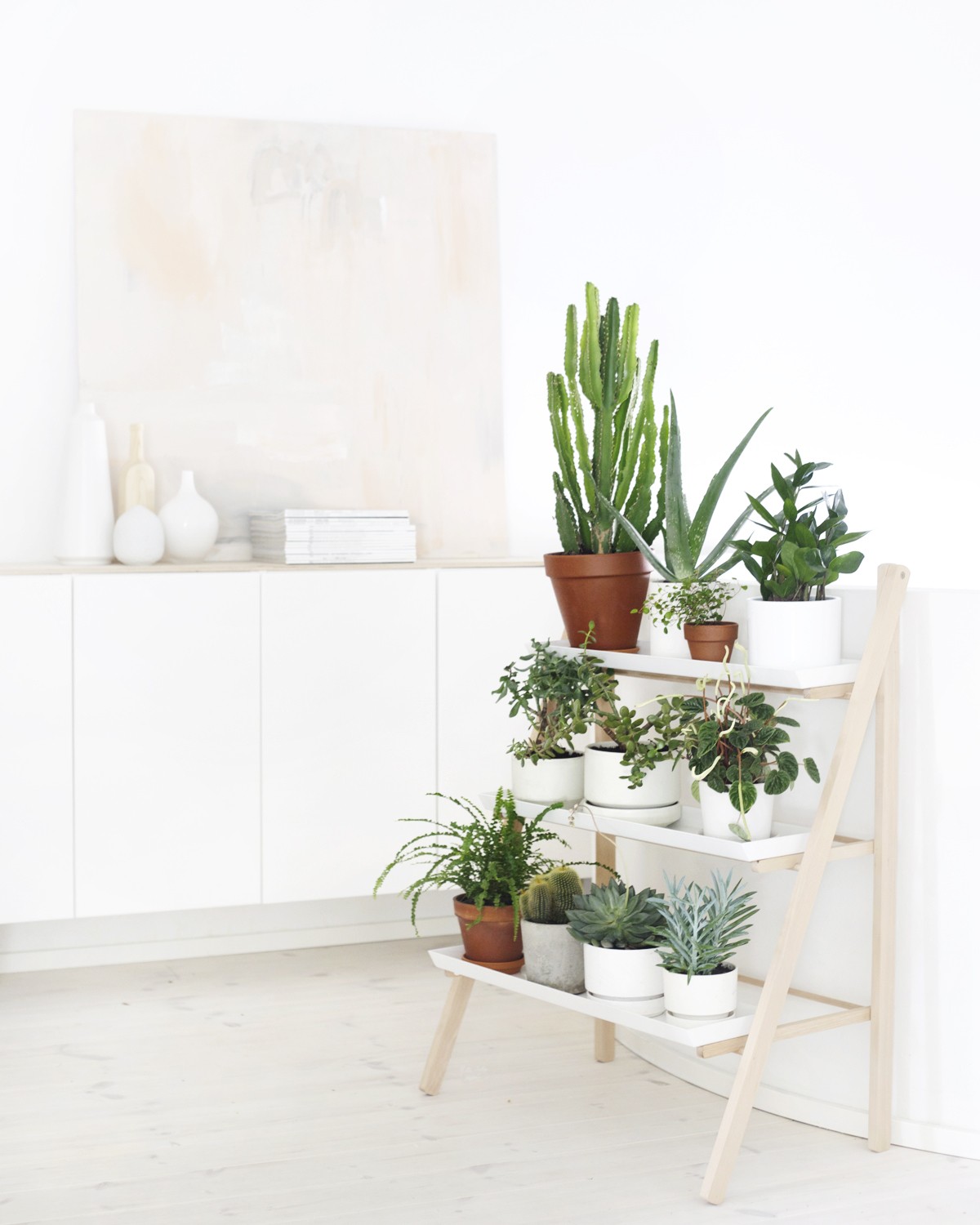 Tiered plant stand indoor