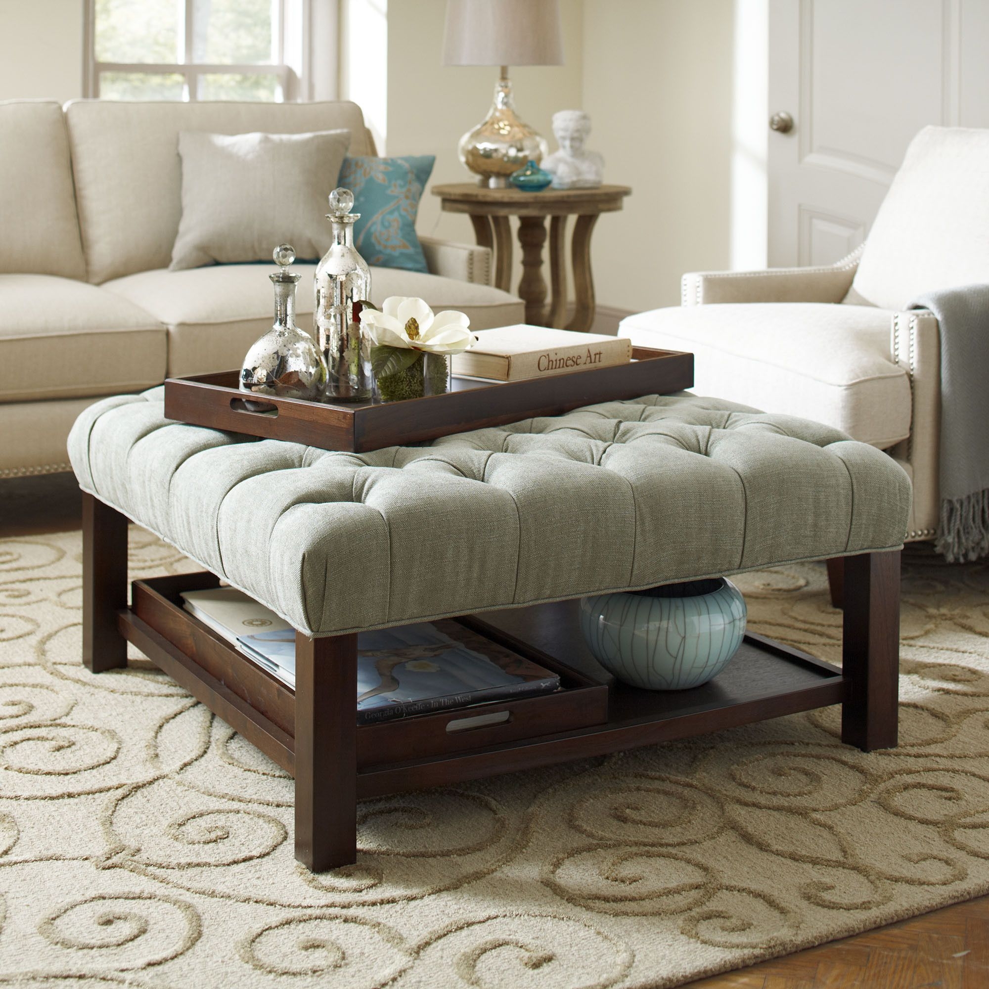 Round Ottoman Coffee Table With Storage - Foter