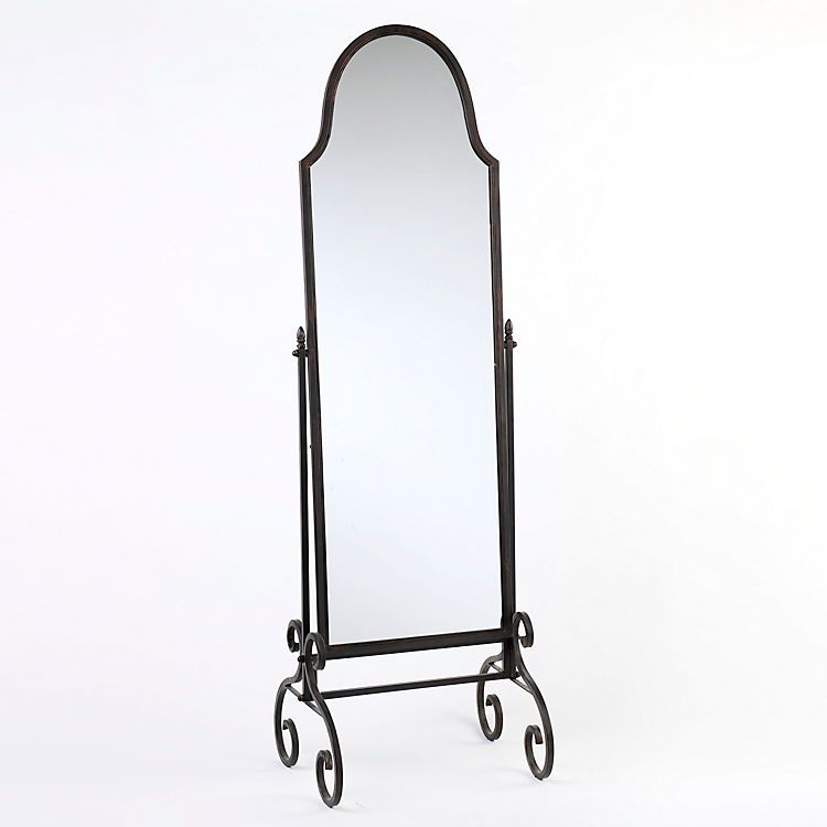 Wrought iron standing mirror