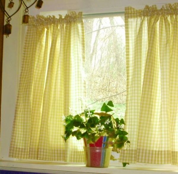 Yellow plaid kitchen curtains