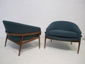 Amazing Pair Of Milo Baughman Wide Barrel Back Lounge Chairs Mid Century Modern