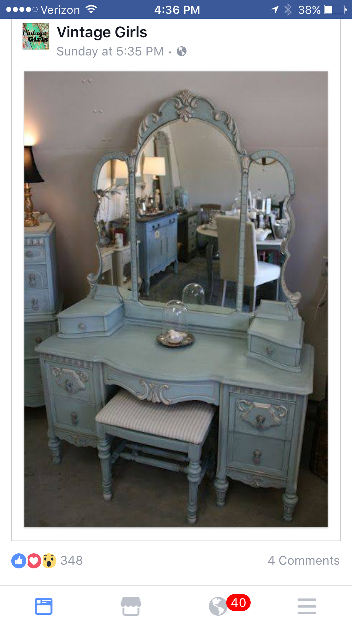 vintage white dressing table with mirror