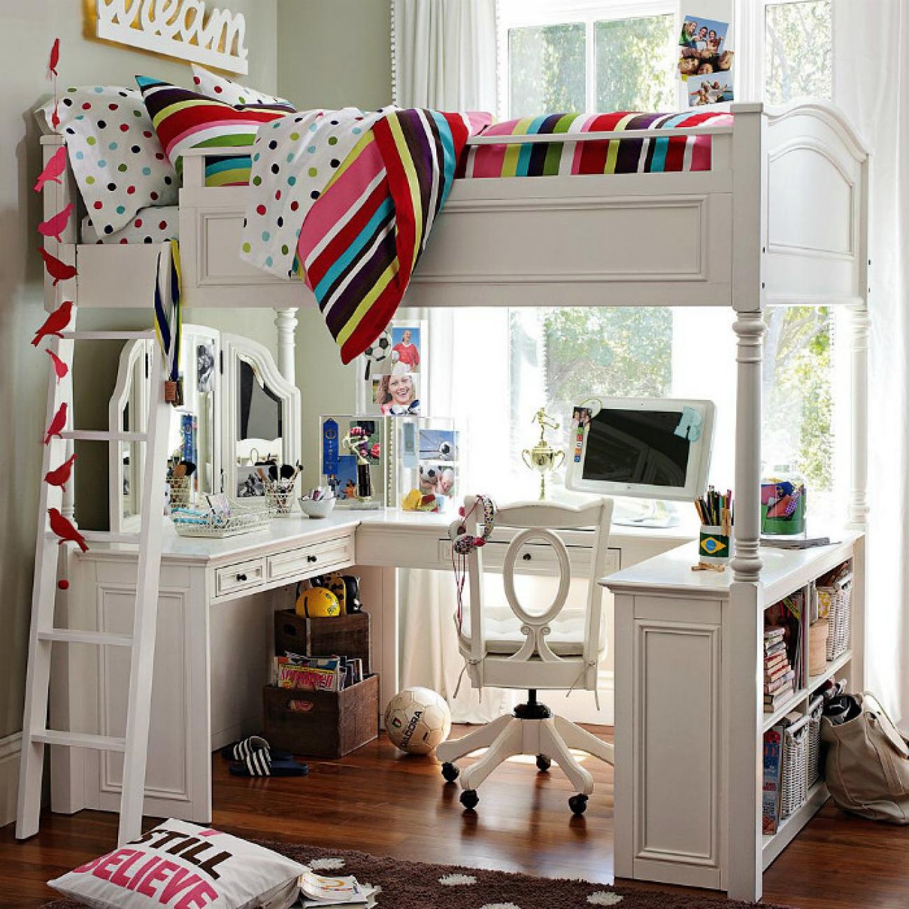 Bunk bed with desk under