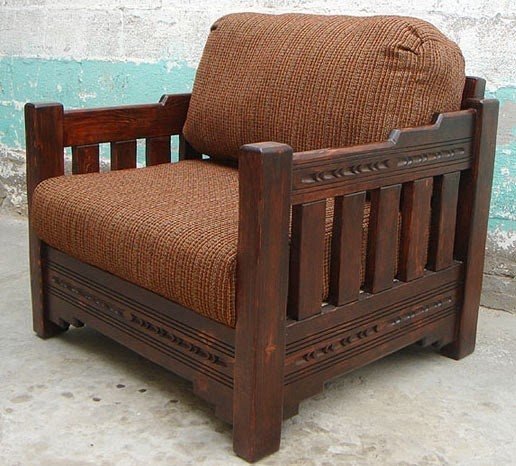 Custom new mexico living room chair red mahogany stain