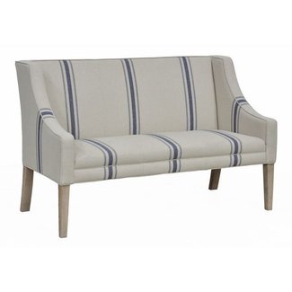 bench dining upholstered tall benches foter curved piece settee thin rails arm stripes legs fabric light backs restylesource seating covered