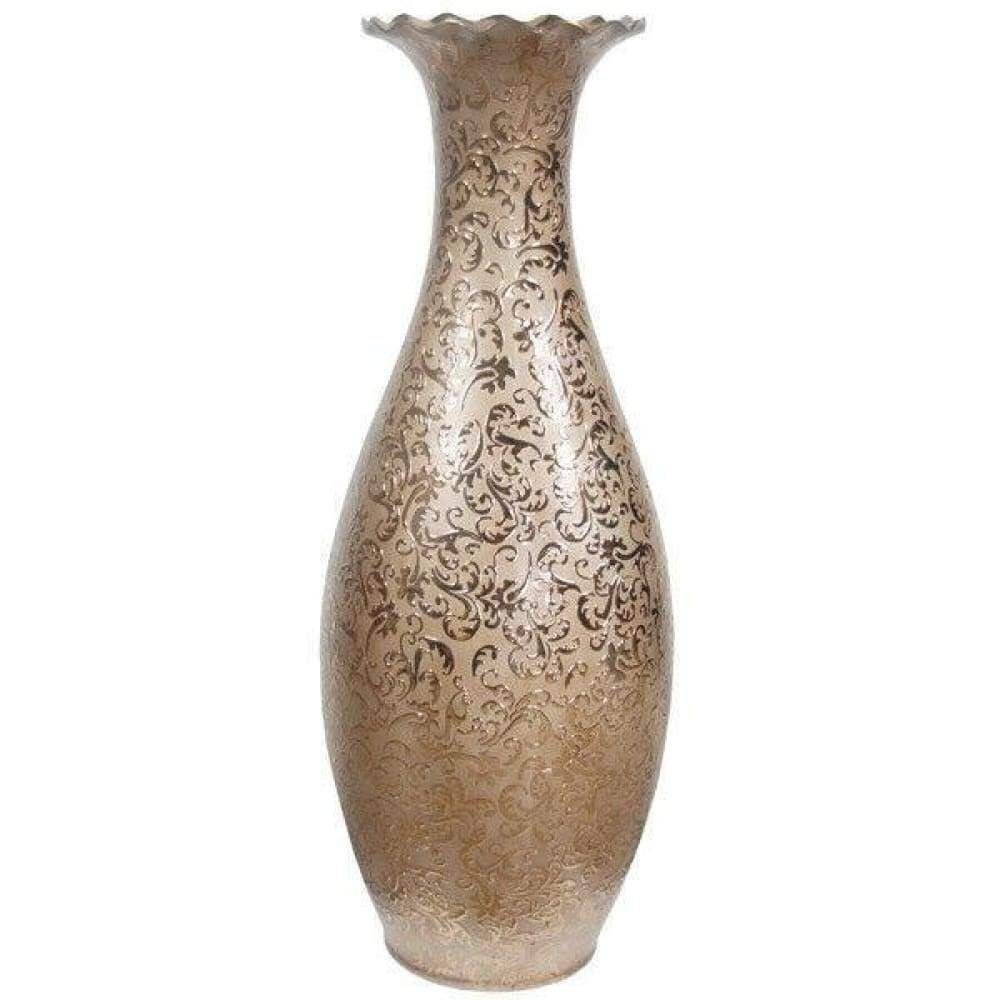 Floor Vase Tall 42 Gold Textured Raised Metal Scrolls Classic New Free Shipping