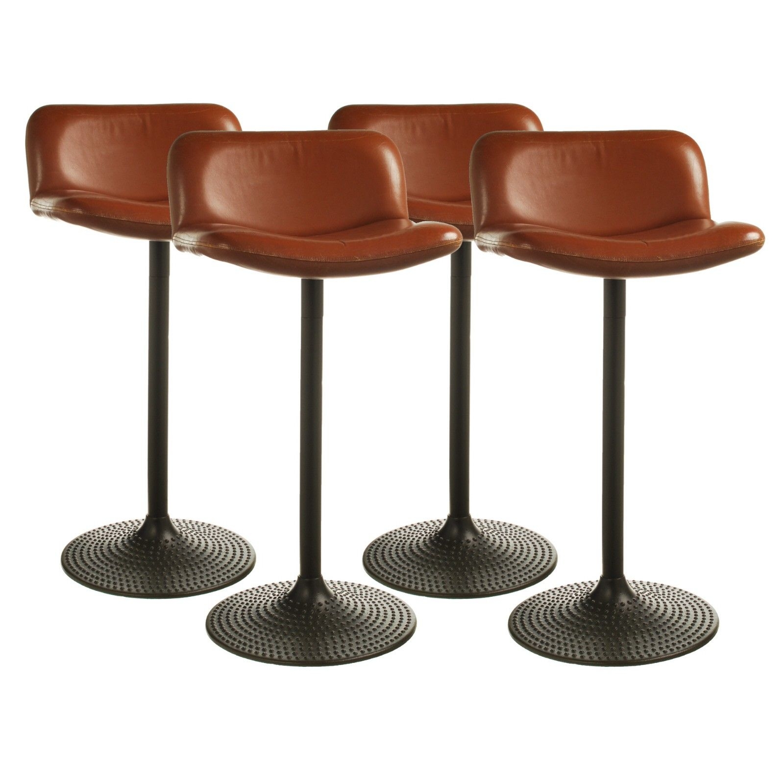 Furniture brown leather bar stool with back and single black