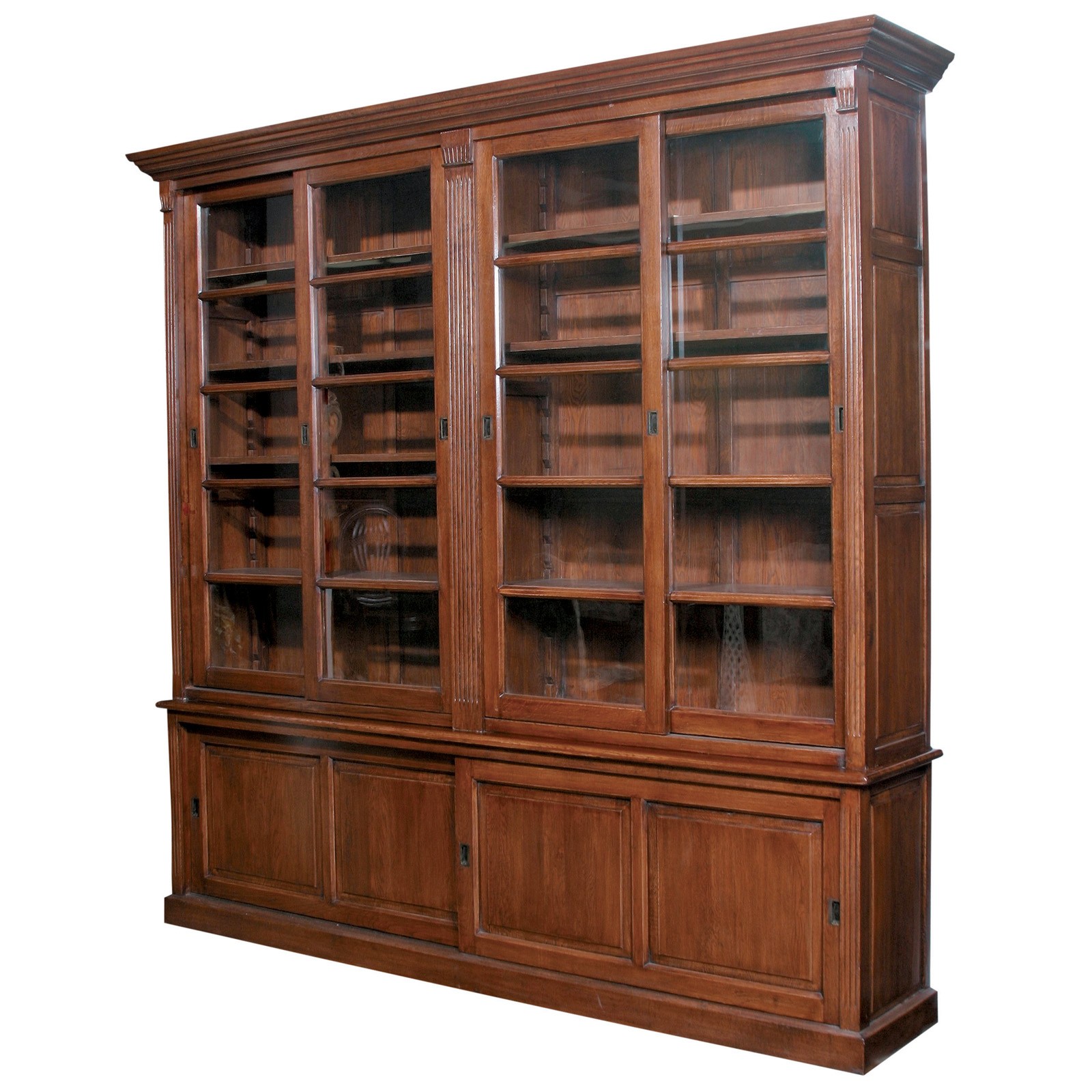 Furniture Classics Double Sliding Door European Solid Oak Bookcase With Doors Traditional Bookcases Cabinets And Computer Armoires