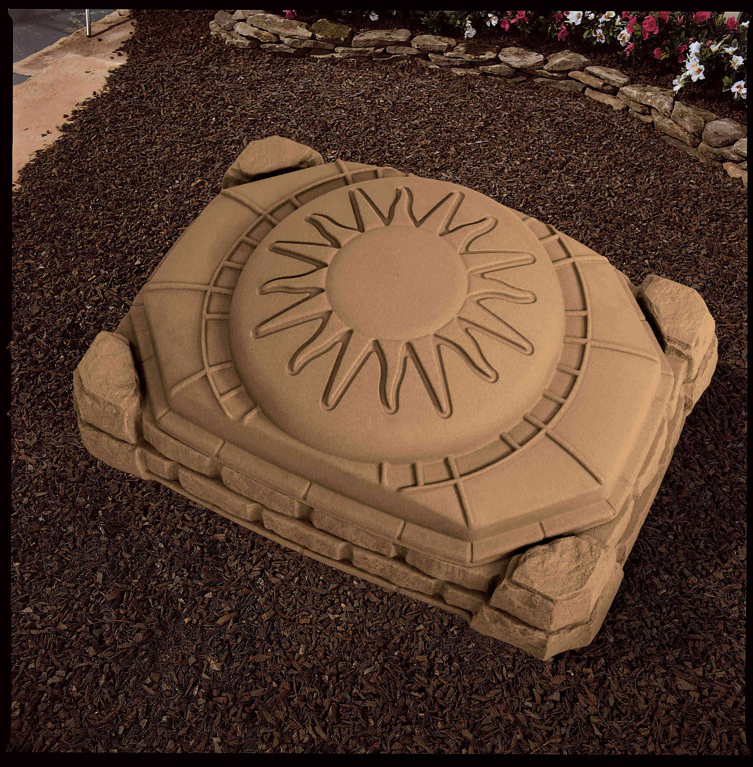 Kidz Rule Play Sand Box, You can enjoy the summer months with this incredible sandbox featuring a fun sun theme in a contemporary design that's perfect for any backyard. It blends easily with your landscaping theme, while providing hours of provide amusem