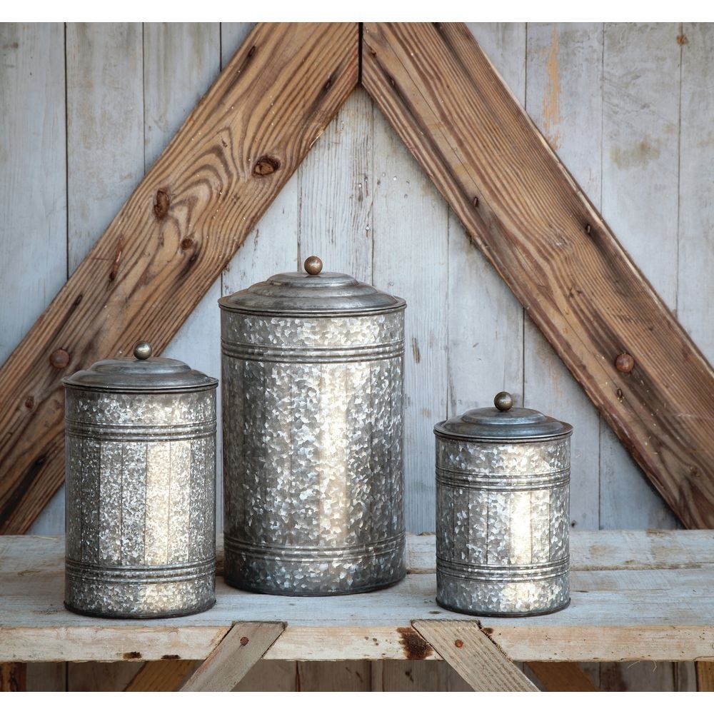 Metal kitchen canisters