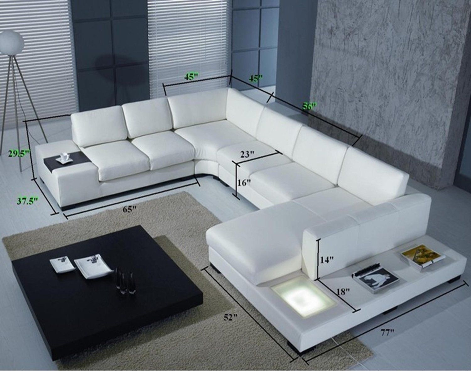 2PC Modern Contemporary white Leather Sectional Sofa #1701 Short version 