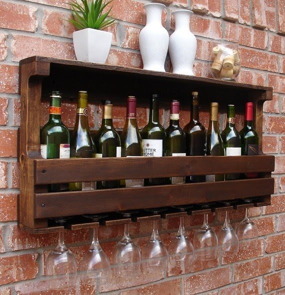 Rustic wall mounted wine rack 17