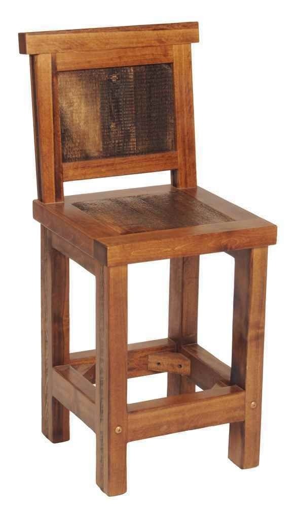 Rustic wood bar stool w back