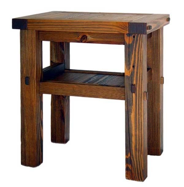 Shelf nightstand is also shown in our standard reclaimed heart