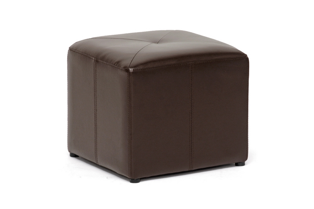 Small leather ottoman cube 35
