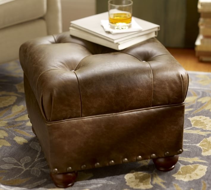 Small leather ottoman cube 6