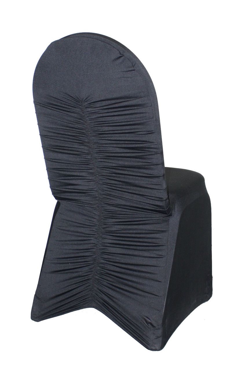 Stretch Spandex Milan Ruched Banquet Chair Covers Black