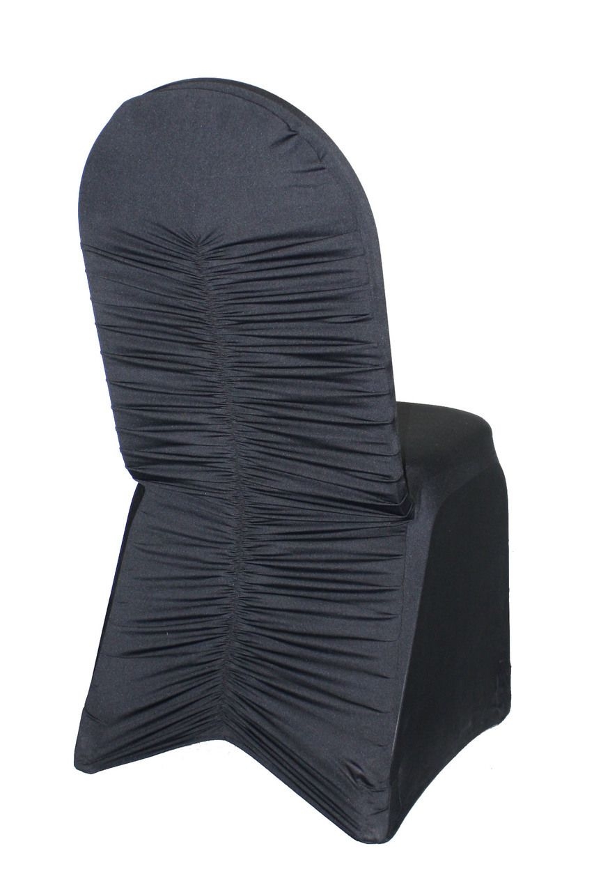 Buy Ivory Premium Milan Ruched Spandex Banquet Chair Covers - Pack